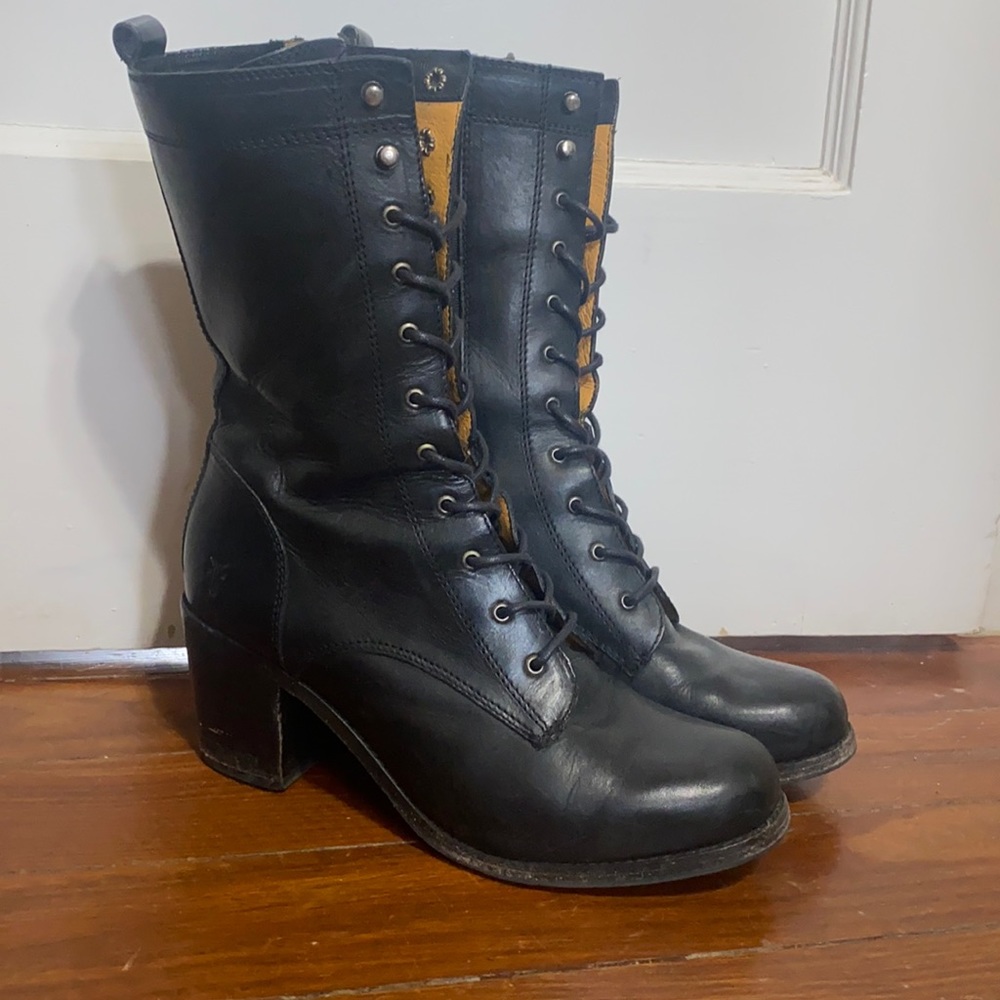 FRYE black lace up combat boots